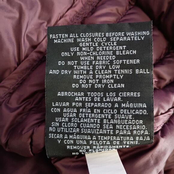 Heatkeep Burgundy Purple Down Puffer Jacket Winter Coat Removable Hood S - Picture 7 of 7